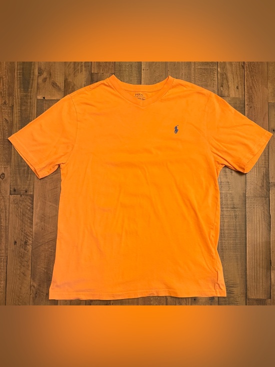 Polo Ralph Lauren Tops - Polo by Ralph Lauren Bright Orange V-Neck Tee with Navy Pony